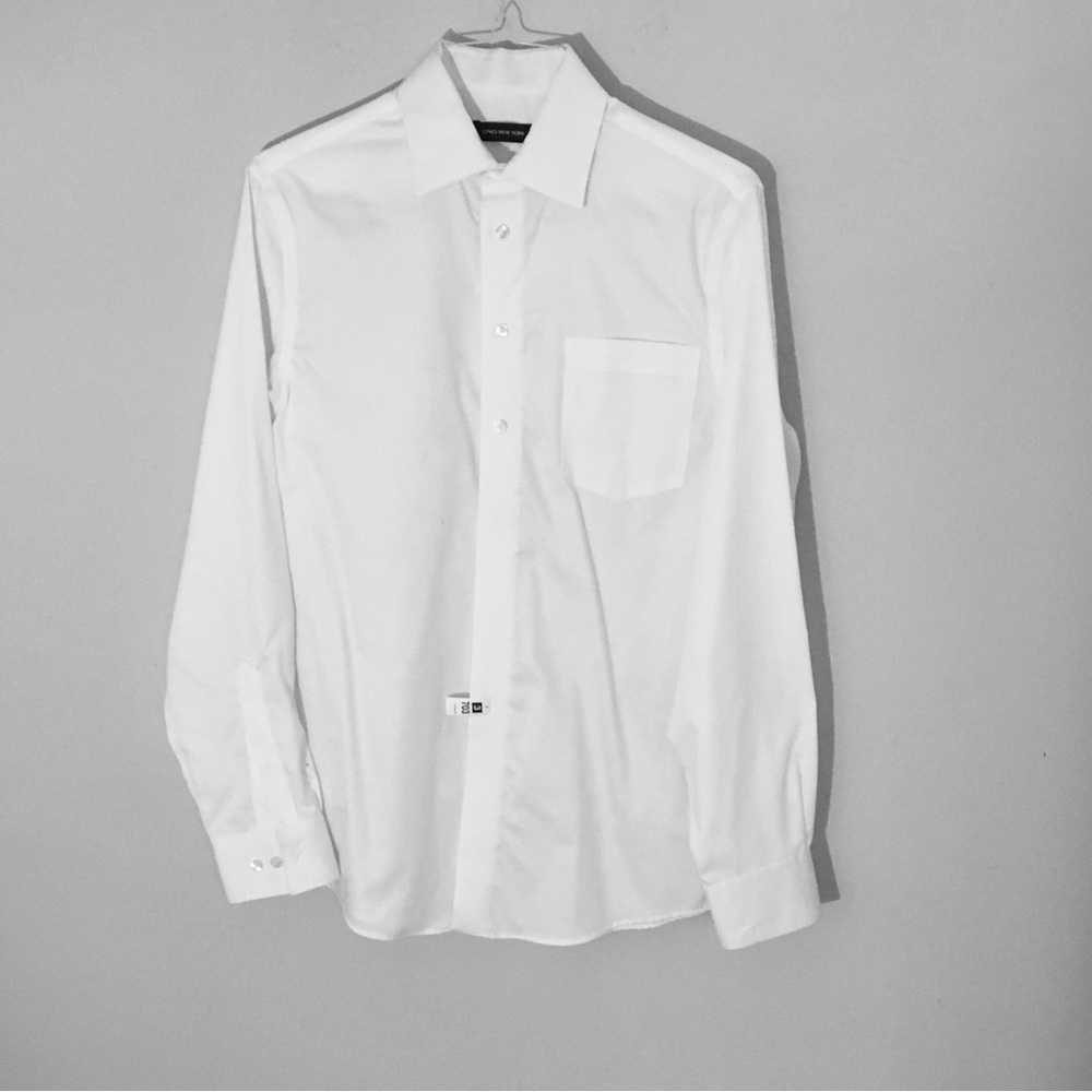 JONES NEW YORK Mens White Diamond Weave Non Iron Dress Shirt Size 15-34/35